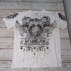 Archaic White Graphic Y2K Skull And Wings Men Size XL